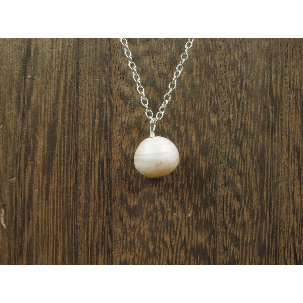 18" Sterling Silver Worn Good Size Pearl Necklace Vintage Minimalist Everyday